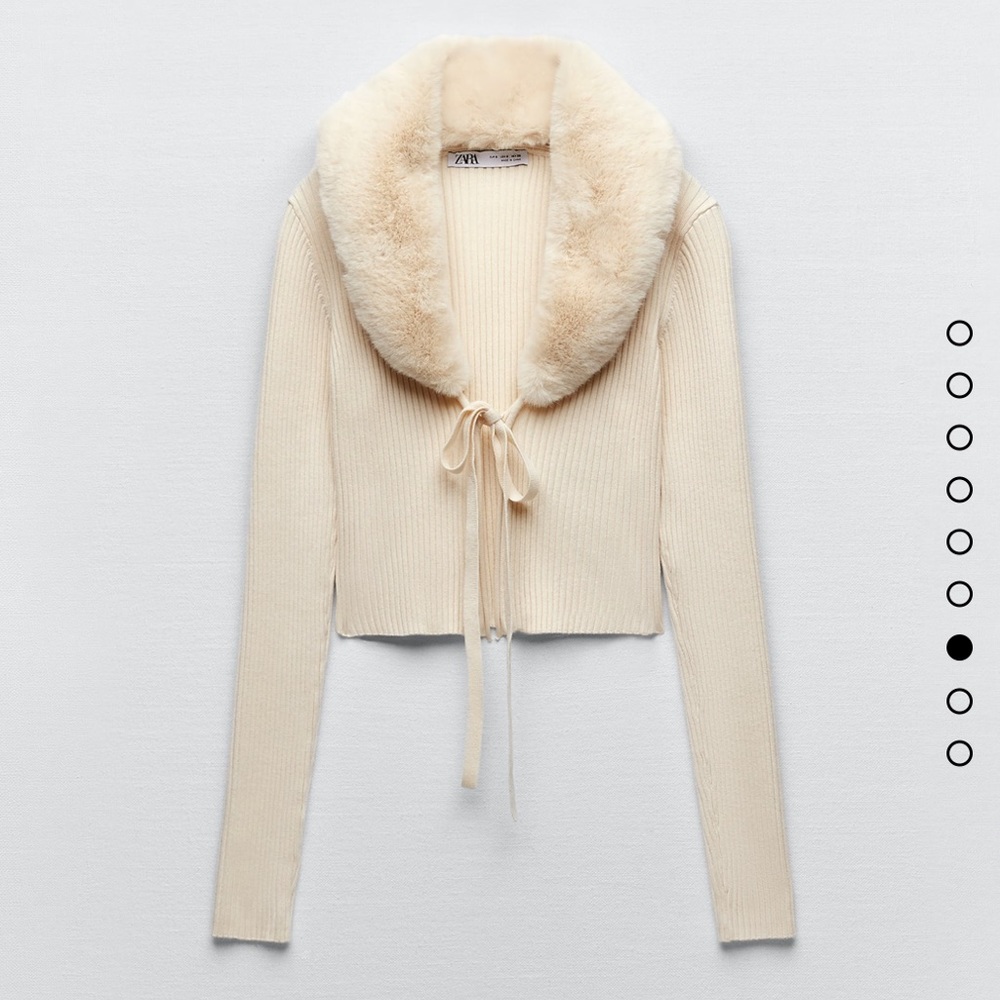 Zara Faux Fur Trim Knit Cardigan